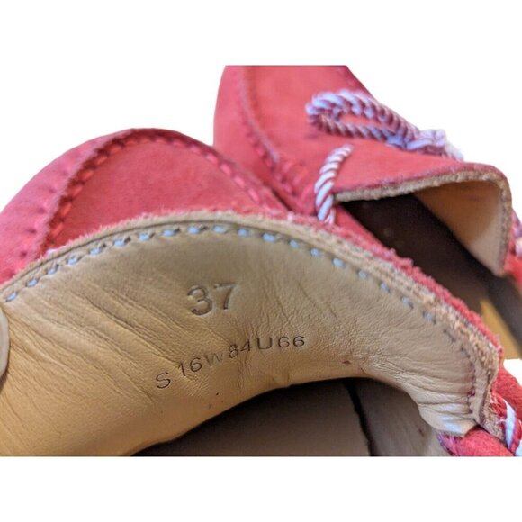 Sacoor Brothers Womens Suede Driving Loafer Shoes Size US 6.5 EU 37 Slip On Red - Picture 9 of 10